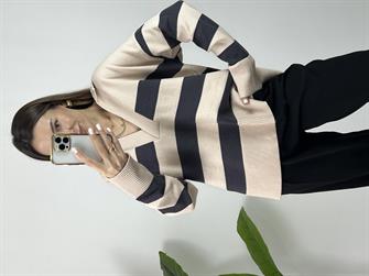 Dilvin Polo Yaka Çizgili Kazak