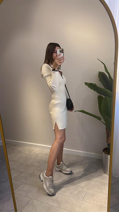 Dilvin Polo Yaka Triko Elbise