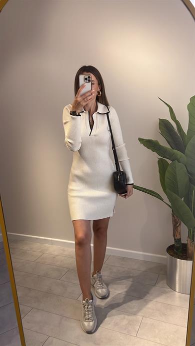 Dilvin Polo Yaka Triko Elbise