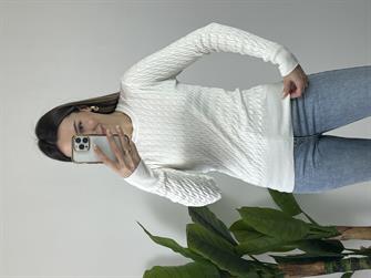 Dilvin Saç Örgü Beyaz Kazak