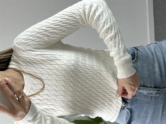 Dilvin Saç Örgü Beyaz Kazak