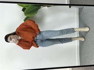 Dilvin Saç Örgü Fermuarlı Turuncu Kazak