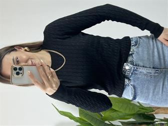 Dilvin Saç Örgü Siyah Kazak