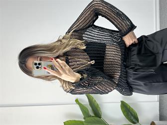 Dilvin Siyah File Bluz