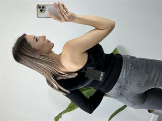 Dilvin tek omuz siyah bluz