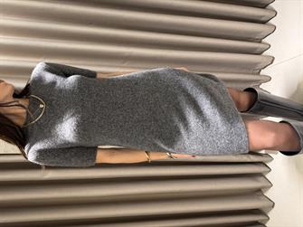 DİLVİN Triko Kısa Kollu Elbise GRİ