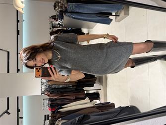 DİLVİN Triko Kısa Kollu Elbise GRİ