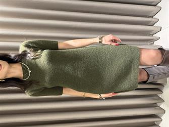 DİLVİN Triko Kısa Kollu Elbise HAKİ