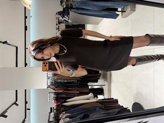 DİLVİN Triko Kısa Kollu Elbise KAHVE