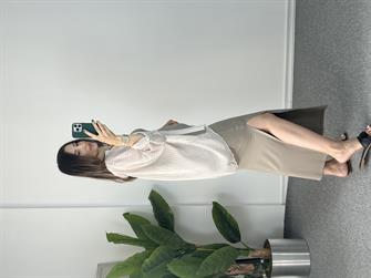 Dilvin Vizon Straplez Yırtmaçlı Elbise