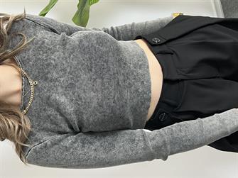 Dilvin Yıkamalı Crop Bluz