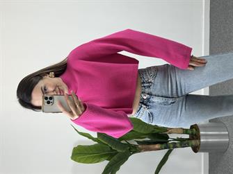 Dilvin Yumoş Dokulu Fuşya Kazak