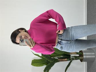 Dilvin Yumoş Dokulu Fuşya Kazak