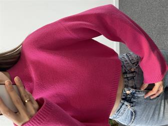 Dilvin Yumoş Dokulu Fuşya Kazak