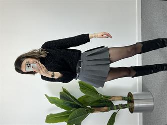 Dilvin Yumoş Siyah Simli Kazak