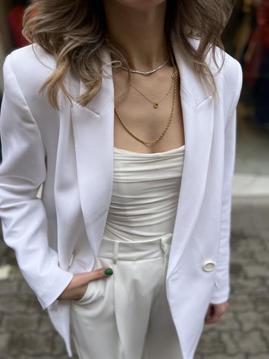 Dlv Beyaz Owersize Blazer Ceket