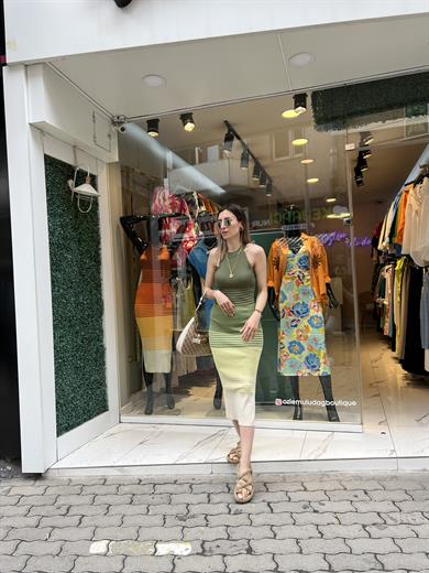 Dlv Çelik Triko Çizgili Elbise