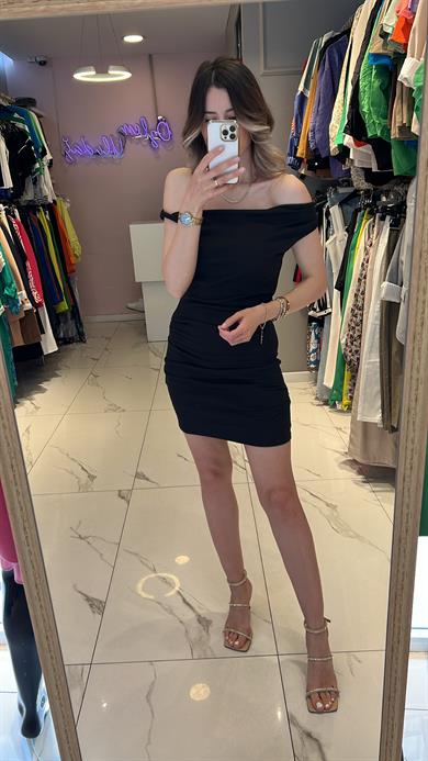 Dlv Siyah Mini Elbise