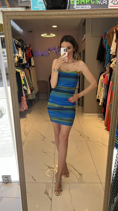 Dlv Tül Straplez Mini Elbise