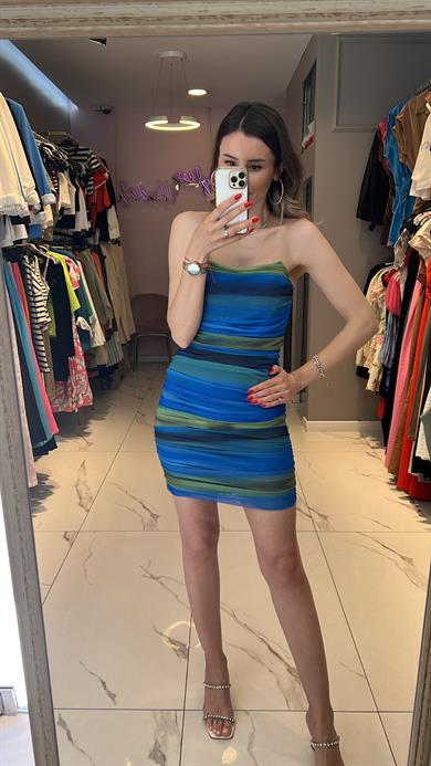 Dlv Tül Straplez Mini Elbise