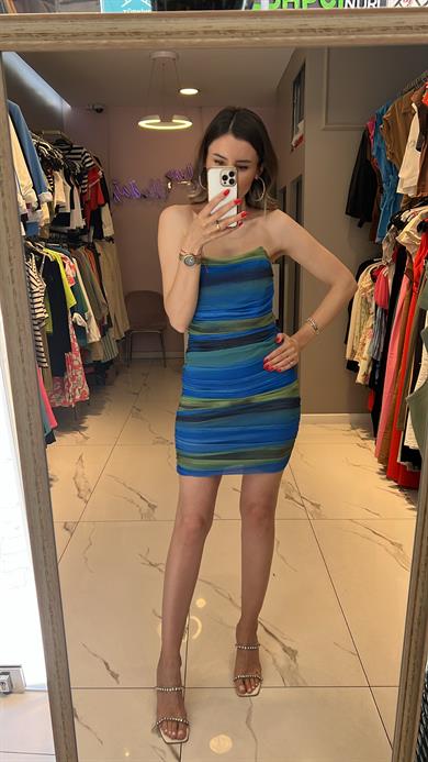 Dlv Tül Straplez Mini Elbise