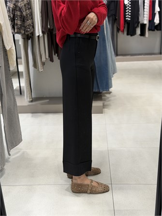 Dubble Paça Kemerli Pantolon 501 SİYAH