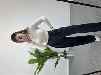 Düğme Detay Lacivert Palazzo Pantolon