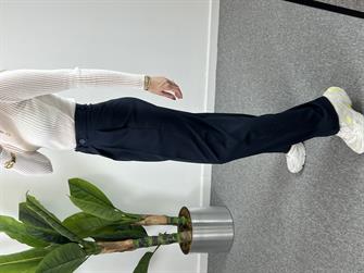 Düğme Detay Lacivert Palazzo Pantolon