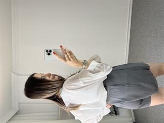 Düşük Omuz Gri Çizgili Gömlek 