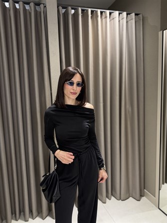 Düşük Omuz Modal Takım SİYAH