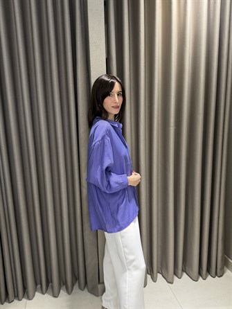 Düşük Omuz Tensel Gömlek MOR