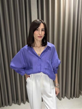 Düşük Omuz Tensel Gömlek MOR