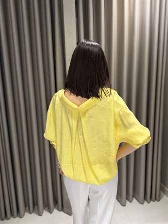 Düşük Omuz Tensel Gömlek SARI