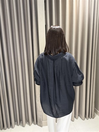 Düşük Omuz Tensel Gömlek SİYAH