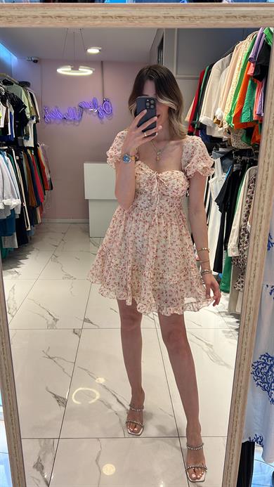 Etk Şifon Çiçekli Elbise