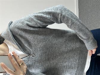 Fermuarlı Gri Havlu Doku Kazak