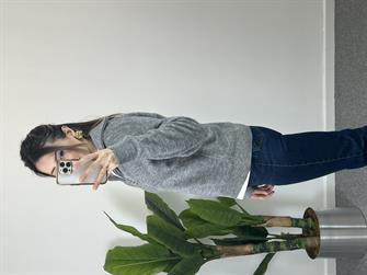 Fermuarlı Gri Havlu Doku Kazak