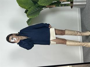 Fermuarlı Yün Lacivert Kazak