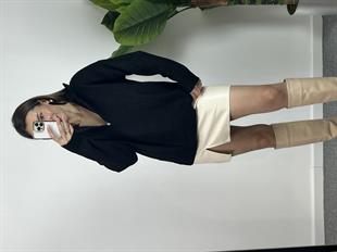 Fermuarlı Yün Siyah Kazak