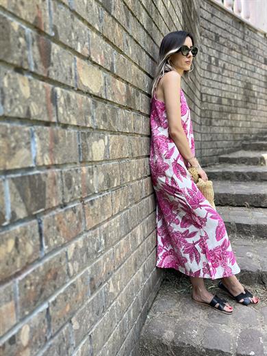 Flw Keten Askılı Elbise