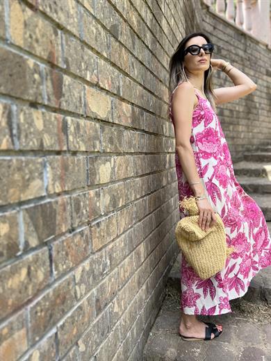 Flw Keten Askılı Elbise