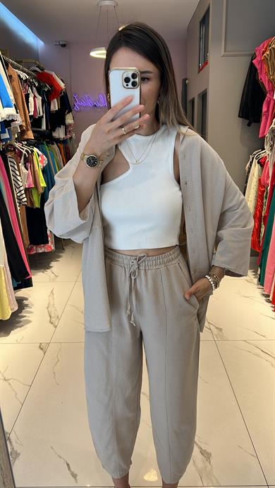 Flw Keten Şalvar Takım 