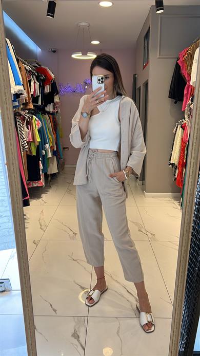 Flw Keten Şalvar Takım 