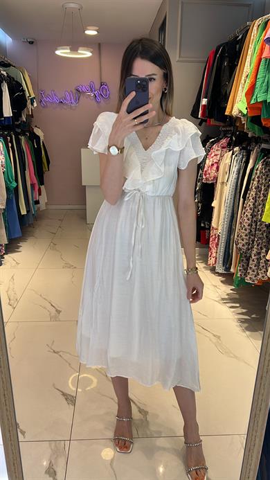 Fsp Düşük Omuz Fırfırlı Elbise