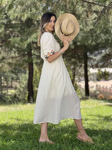 Fsp Nakışlı Midi Boy Elbise