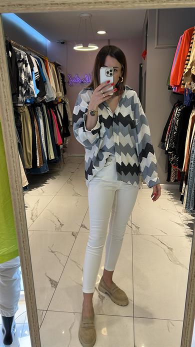 Fsp Zigzag Tensel Owersize Gömlek