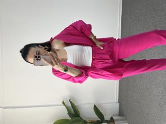 Fuşya Tensel Gömlekli Takım