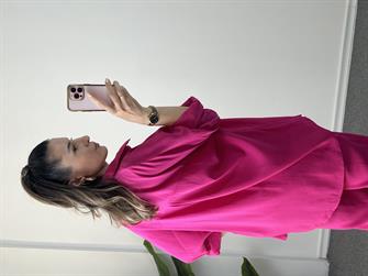 Fuşya Tensel Gömlekli Takım