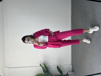 Fuşya Tensel Gömlekli Takım