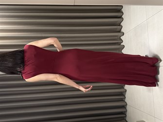 Gold Toka Detay Askılı Midi Elbise BORDO